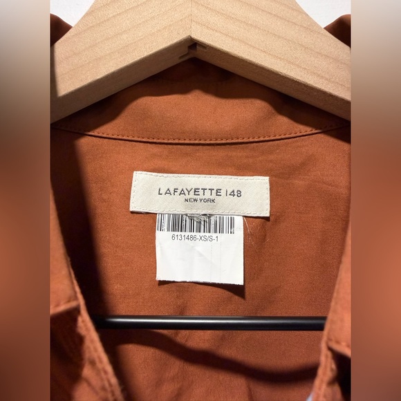 Lafayette 148 Oversized Colorblock Shirt XS S Fits M Blue Brown - Picture 4 of 9